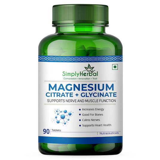 Simply Herbal Magnesium Citrate -Muscle & Nerve Function, Bone & Heart Health 330mg -90 Tablets