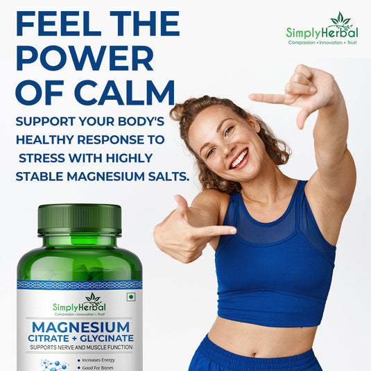 Simply Herbal Magnesium Citrate -Muscle & Nerve Function, Bone & Heart Health 330mg -90 Tablets