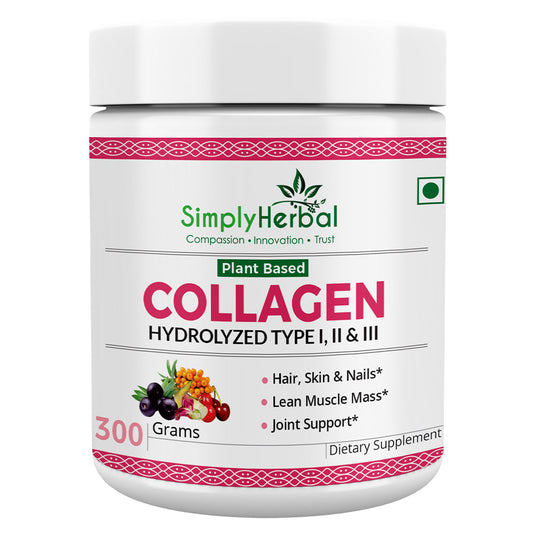 Simply Herbal Plant-Based Collagen Powder Peptide Builder With Vitamin C, Silica, & Biotin –300gm