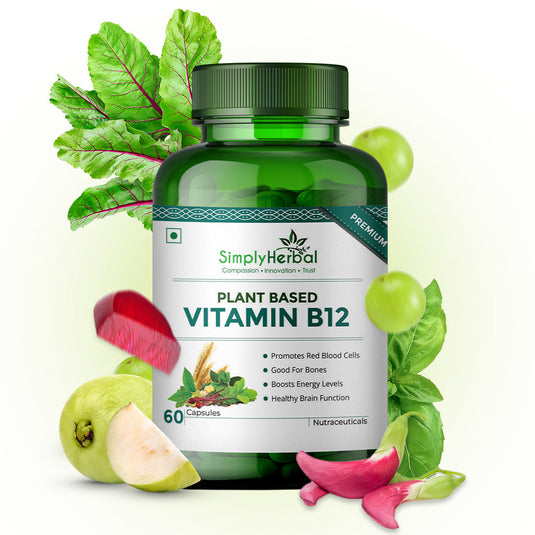 Simply Herbal Plant Based Vitamin B12 - 60 Capsules | Boost Energy & Brain Function