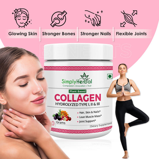 Simply Herbal Plant-Based Collagen Powder Peptide Builder With Vitamin C, Silica, & Biotin –300gm