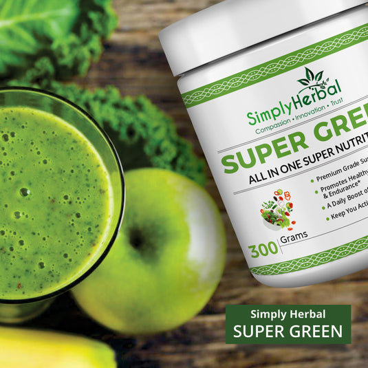 Simply Herbal Super Green Herbs Mix Supplement Powder (All in One Nutrition) – 300 GM