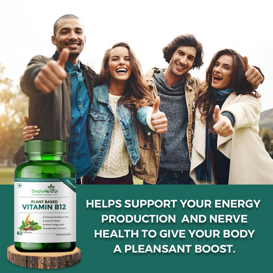 Simply Herbal Plant Based Vitamin B12 - 60 Capsules | Boost Energy & Brain Function