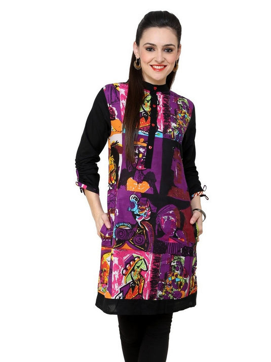 Pannkh Women's Casual 3/4 Sleeve Printed Kurti