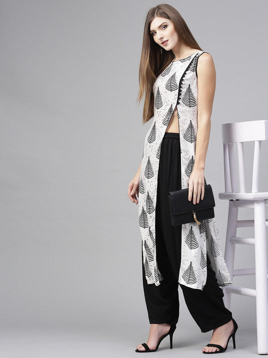 Monocromatic Printed Kurta With Dhoti Salwar