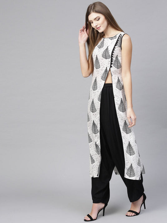 Monocromatic Printed Kurta With Dhoti Salwar