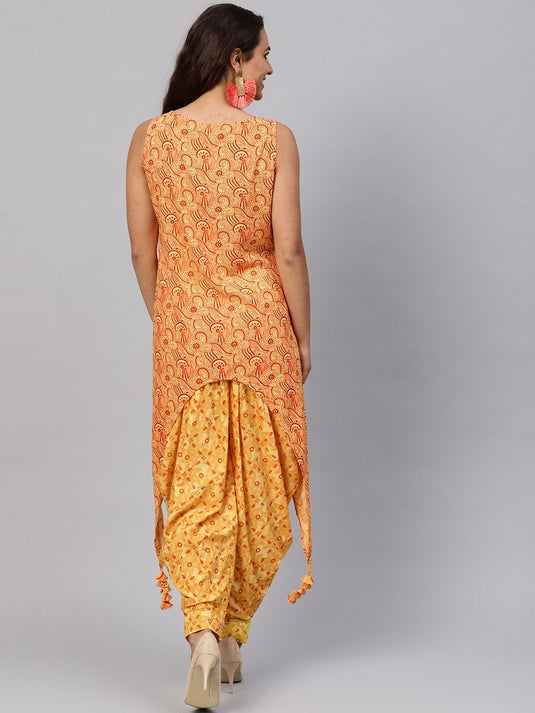 Tribal Art Kurta With Dhoti