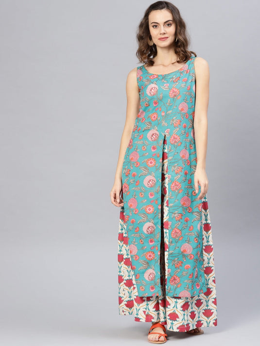 Printed Sleeveless Kurta With Palazzo