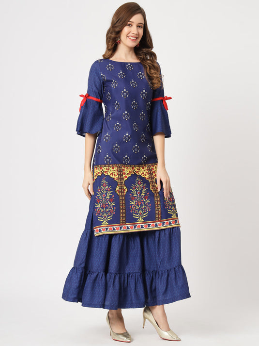 Mughal Printed Kurta With Sharara Pants