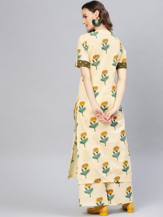 Floral Printed Kurta With Matching Palazzo