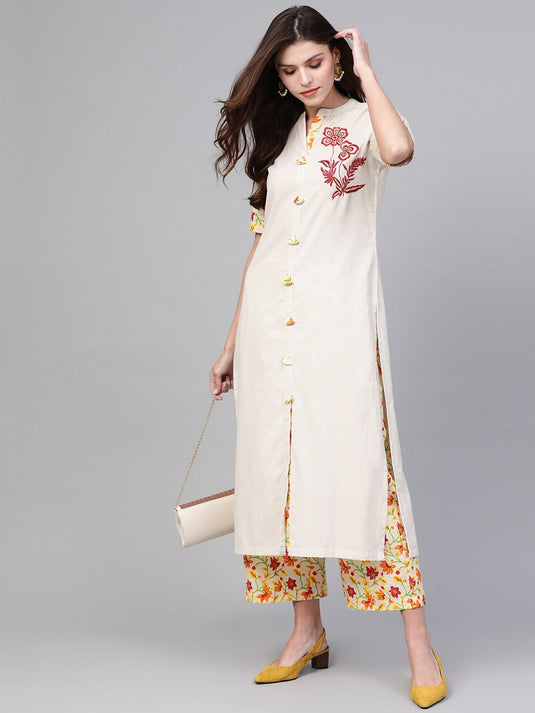 Embroidered Kurta With Palazzo