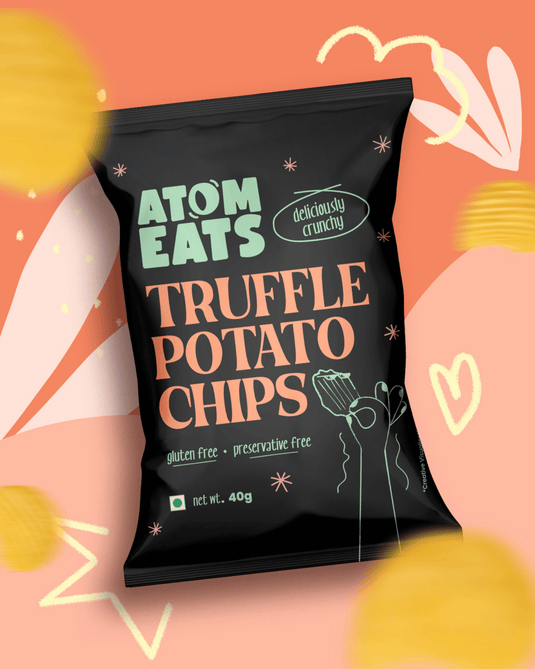 Atom Eats | Truffle Potato Chips, Pack of 2 , Ruffle Cut for Extra Flavour, 40 g each