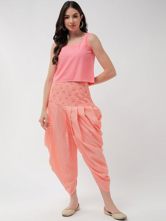 Jaipur Haat Leg 'O' Mutton Sleeves Jacket With Top And Dhoti Pant