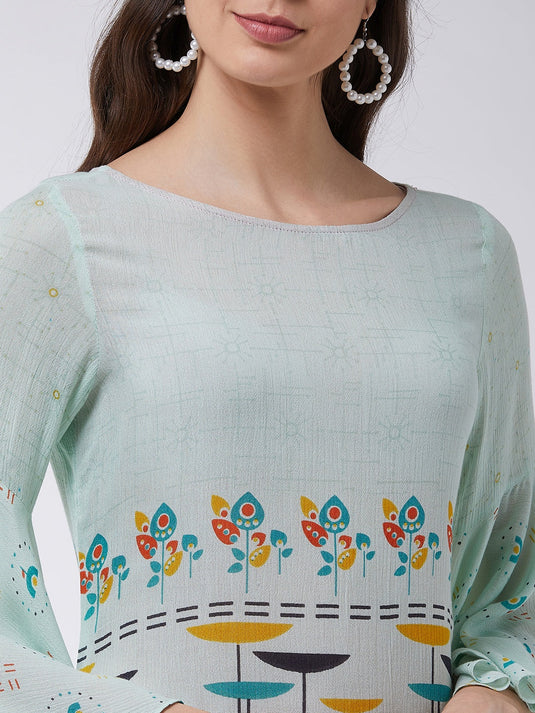 Pastel Printed Kurta With Sharara