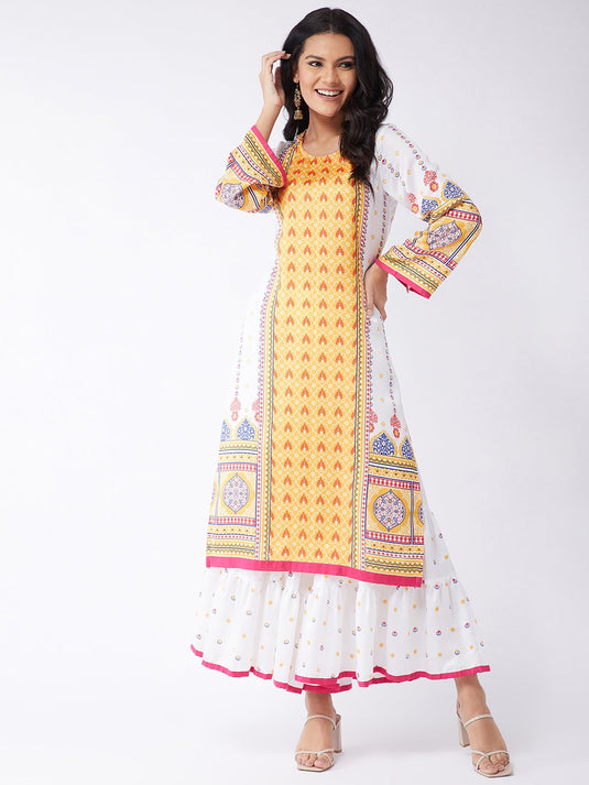 Kasturi Digital Placement Print Kurta With Sharara