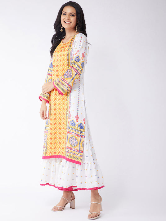 Kasturi Digital Placement Print Kurta With Sharara