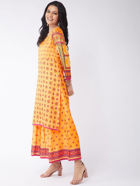 Kasturi Digital Printed Flared Kurta With Palazzo