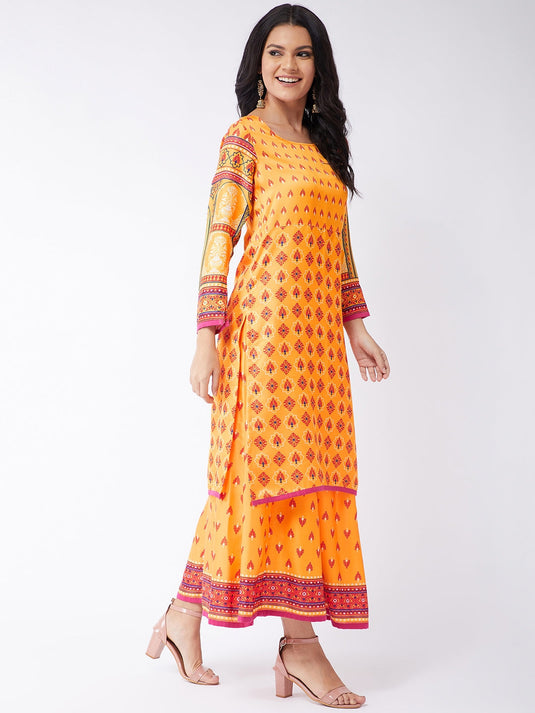 Kasturi Digital Printed Flared Kurta With Palazzo