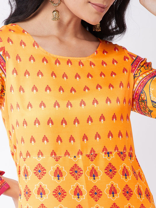 Kasturi Digital Printed Flared Kurta With Palazzo