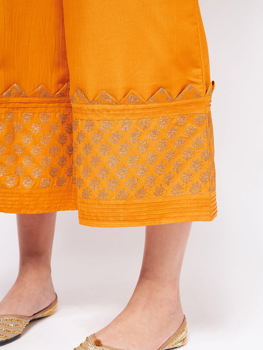 Shringaar Orange Angarkha Style Block Printed Festive Kurta With Stylish Palazzo