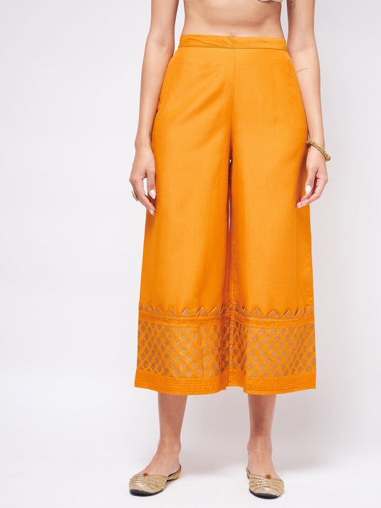 Shringaar Orange Angarkha Style Block Printed Festive Kurta With Stylish Palazzo