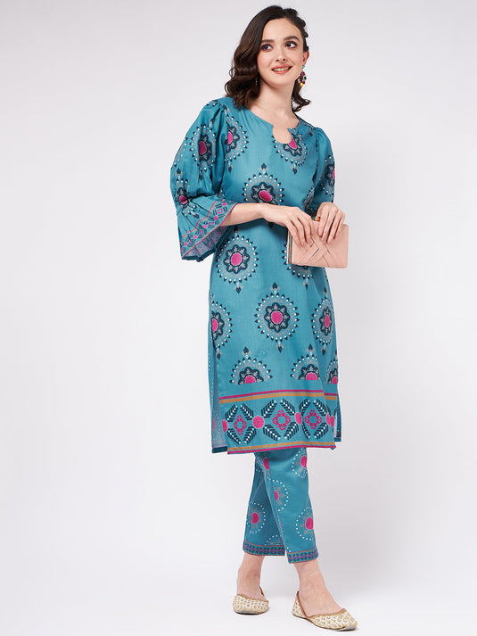 Digital Printed Stylish Kurta With Matching Pants