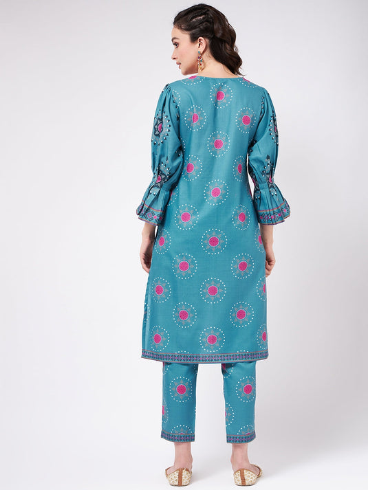 Digital Printed Stylish Kurta With Matching Pants