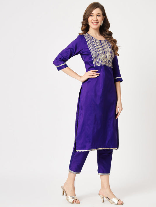 Festive Embroidered Kurta With Matching Pants