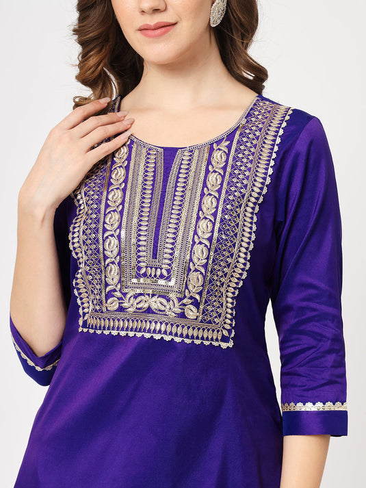 Festive Embroidered Kurta With Matching Pants