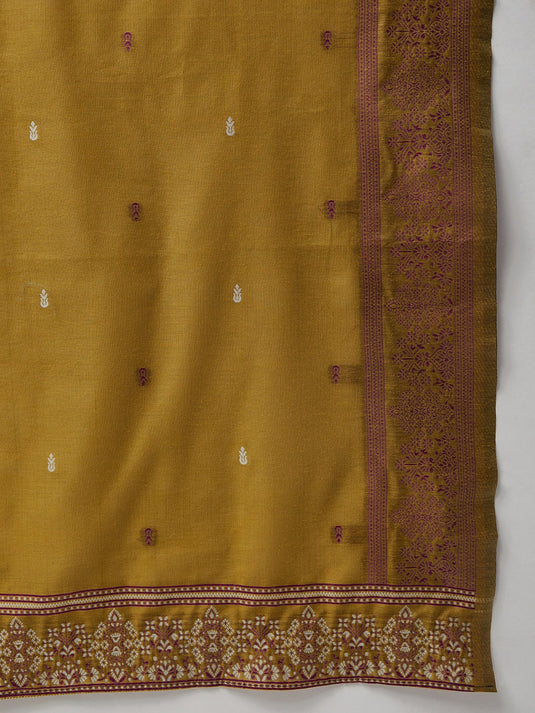 Festive Jacquard Neck Patch Kurta With Dupatta And Matching Pants