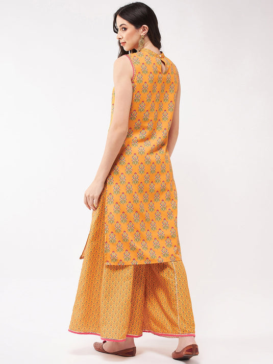 Wedding Inspired Sleeveless Digital Printed Kurta With Palazzo Set