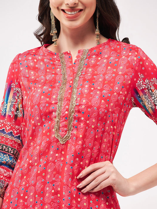 Digital Ethnic Placement Printed Kurta With Palazzo Set