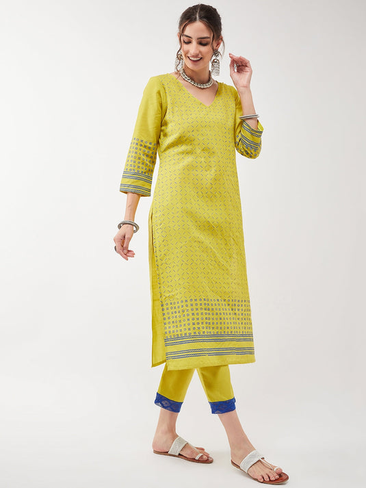 Casual Printed Kurta With Straight Pant Set