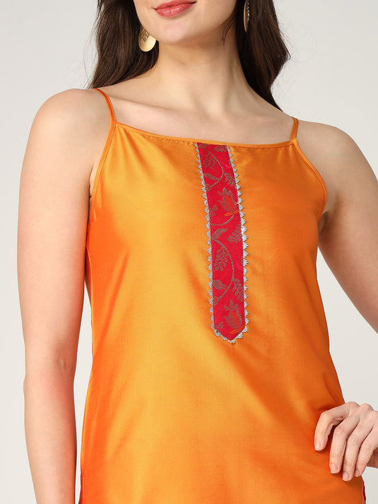 Strappy Kurta With Stylish Palazzo And Matching Dupatta Set With Lace Details