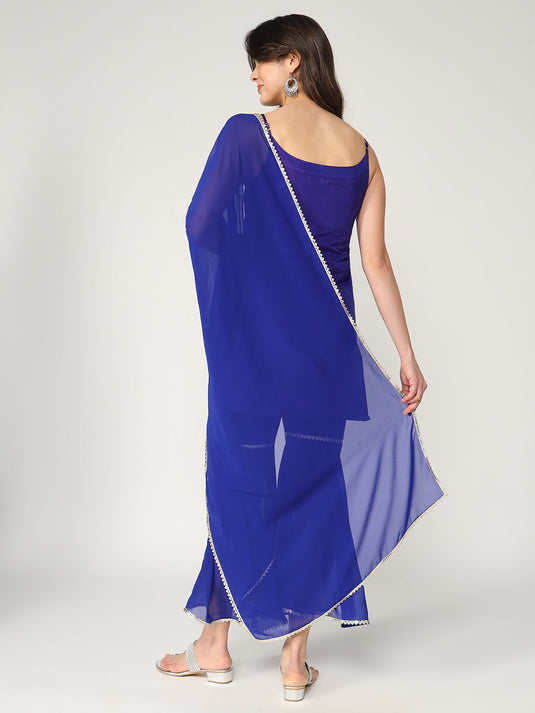 Strappy Kurta With Stylish Palazzo And Matching Dupatta Set With Lace Details