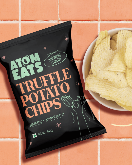 Atom Eats | Truffle Potato Chips, Pack of 2 , Ruffle Cut for Extra Flavour, 40 g each