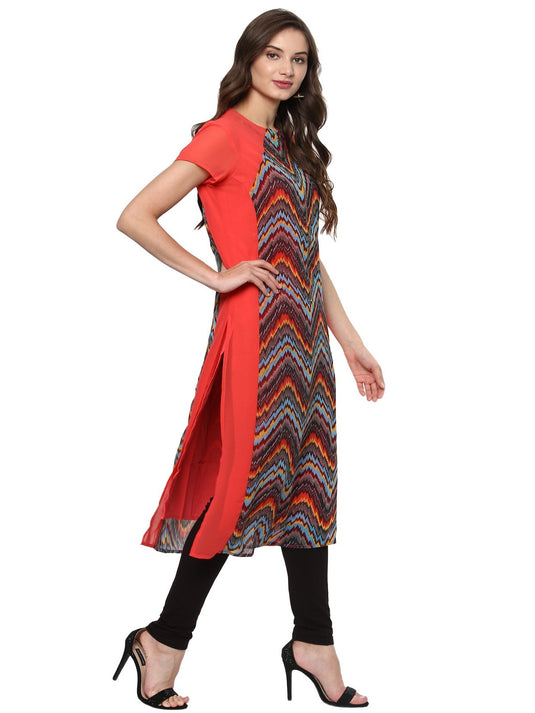 Pannkh Women's Casual Half Sleeve Printed Kurti