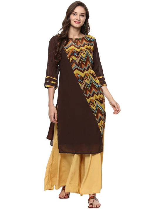 Pannkh Women's Casual 3/4 Sleeve Printed Kurti