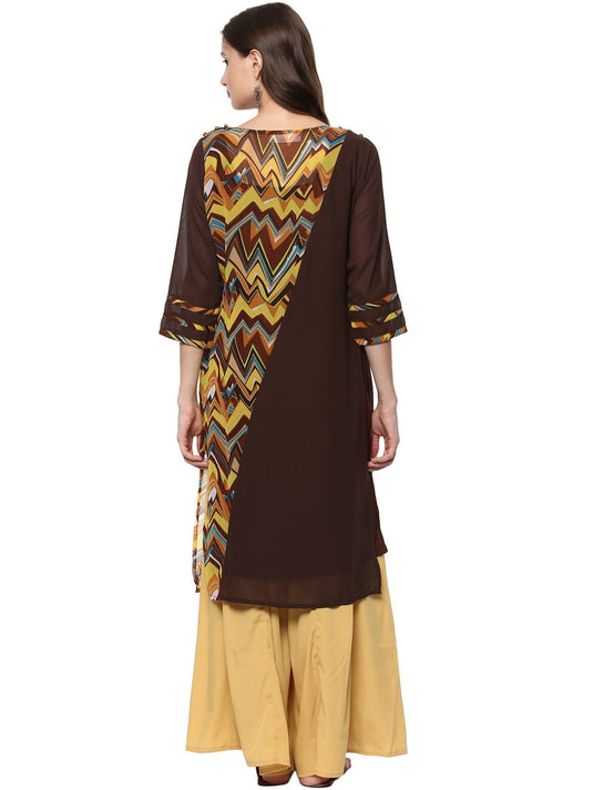 Pannkh Women's Casual 3/4 Sleeve Printed Kurti