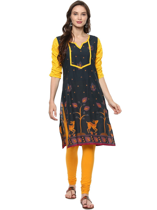 Pannkh Casual 3/4 Sleeve Printed Women's Kurti