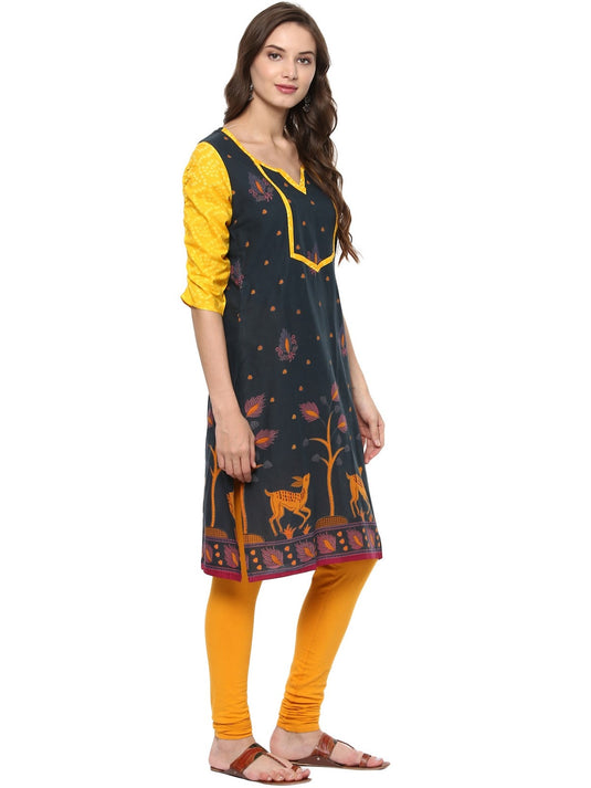 Pannkh Casual 3/4 Sleeve Printed Women's Kurti