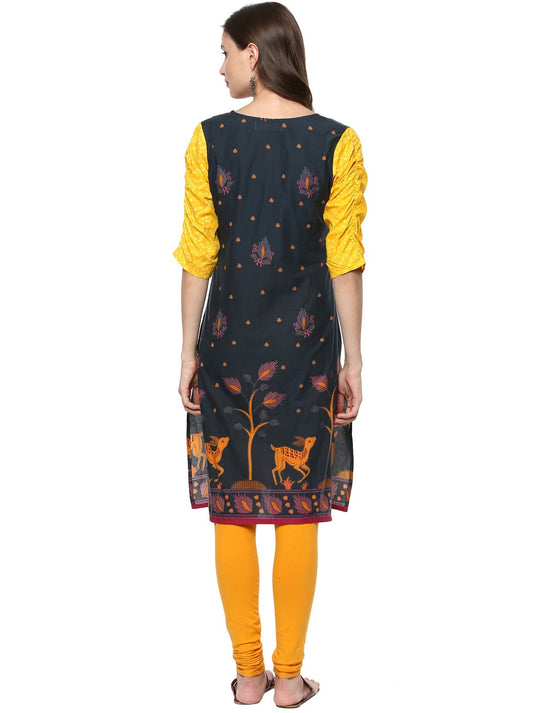 Pannkh Casual 3/4 Sleeve Printed Women's Kurti