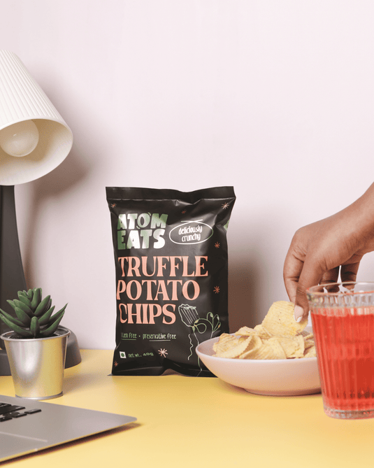 Atom Eats | Truffle Potato Chips, Pack of 2 , Ruffle Cut for Extra Flavour, 40 g each