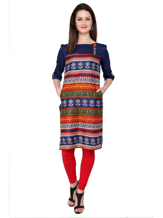 Pannkh Women's Casual 3/4 Sleeve Printed Kurti