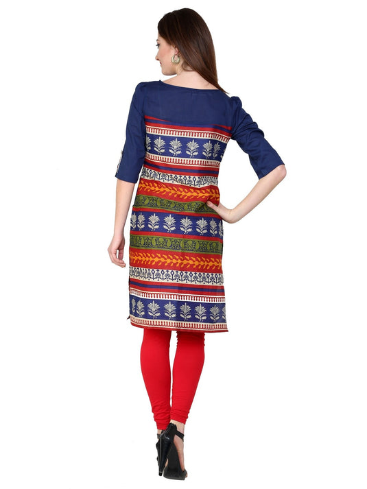 Pannkh Women's Casual 3/4 Sleeve Printed Kurti