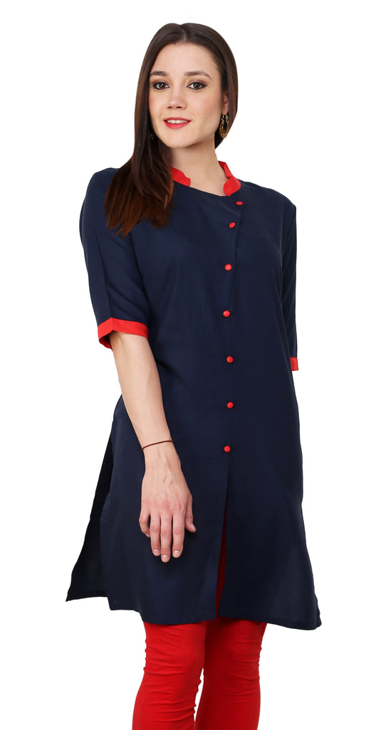 Pannkh Women's Tilted Placket Kurti