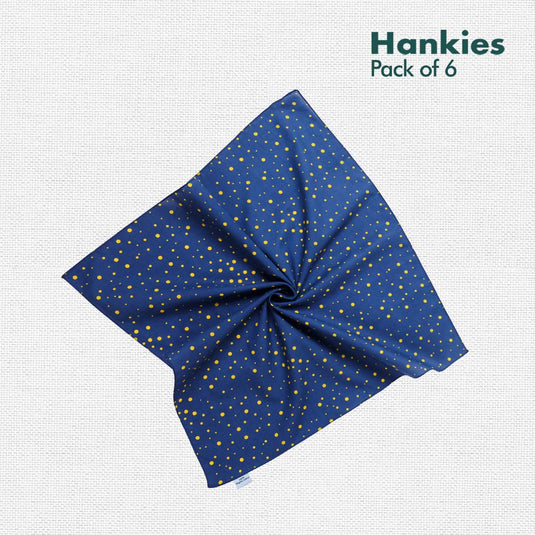 PDT! Polka Don't Tell! + TMI! Too Motif Information! Unisex Hankies, 100% Organic Cotton, Pack of 6