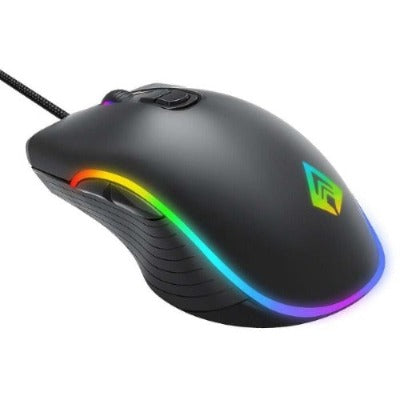 Archer Tech Lab Recurve 200 Rubber Oil Finish Wired Gaming Mouse,Adjustable 12800 Dpi&7 Buttons,13 Color Breathing RGB,Gaming Sensor with 1000Hz Polling Rate,Compatible with Pc/Mac - Black