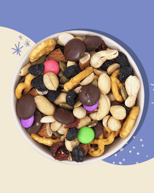 Atom Eats | American Trail Mix: Salted Pretzels, Chocolate, Peanuts, Almonds, 150 g