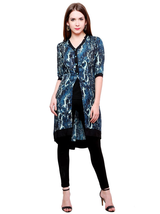 Pannkh Women's Abstract Print Jacket Kurti